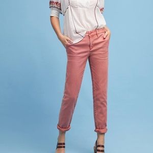 Anthropologie Relaxed Striped Chino Pants - Rose